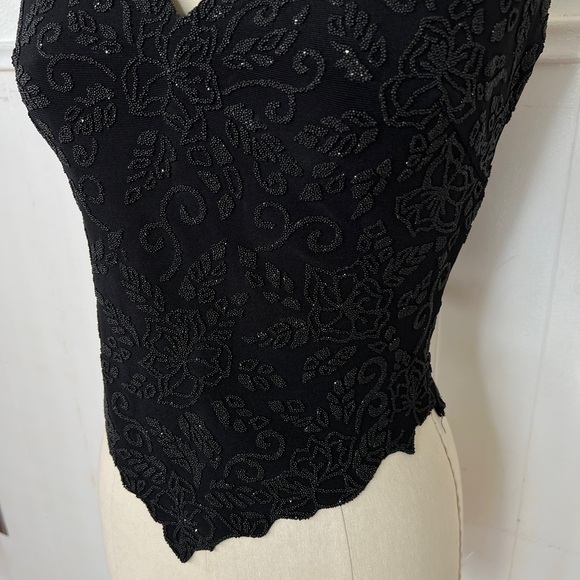 Vintage retro TADASHI black stretch Y2K corset like style top L - Picture 5 of 8